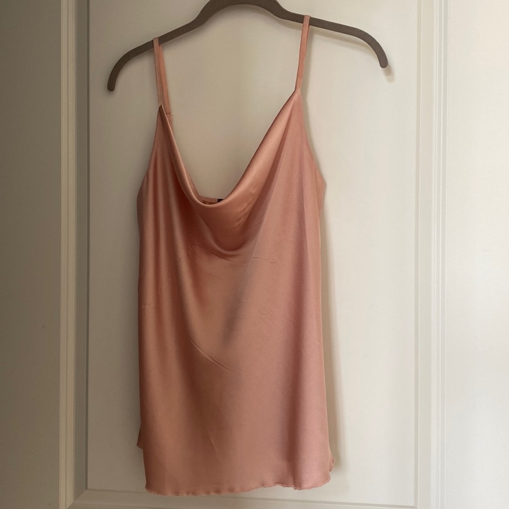 Cowl neck satin cami top